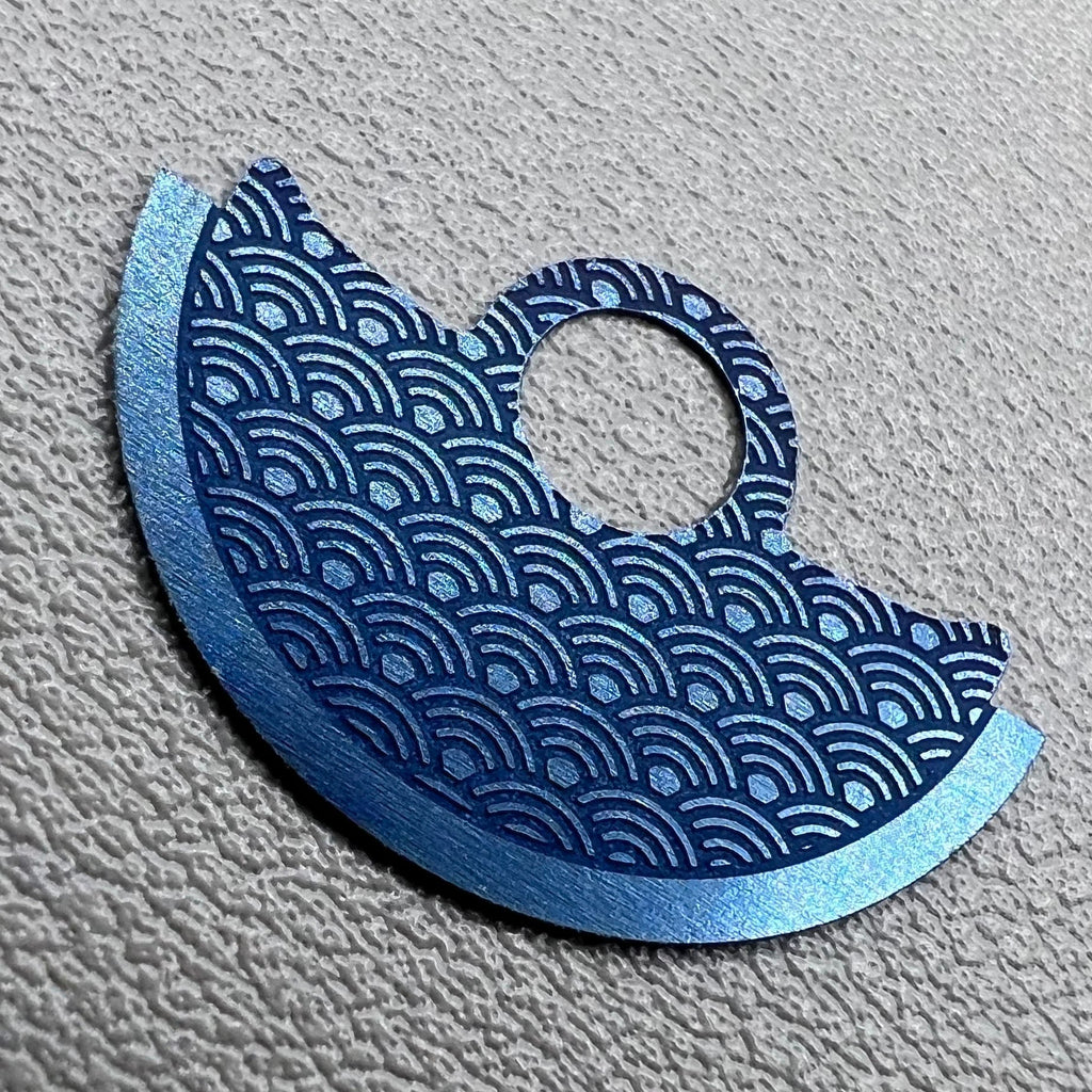 Waved Blue Metal Sheet Oscillating Weight Overlay for Miyota 9015 Movement