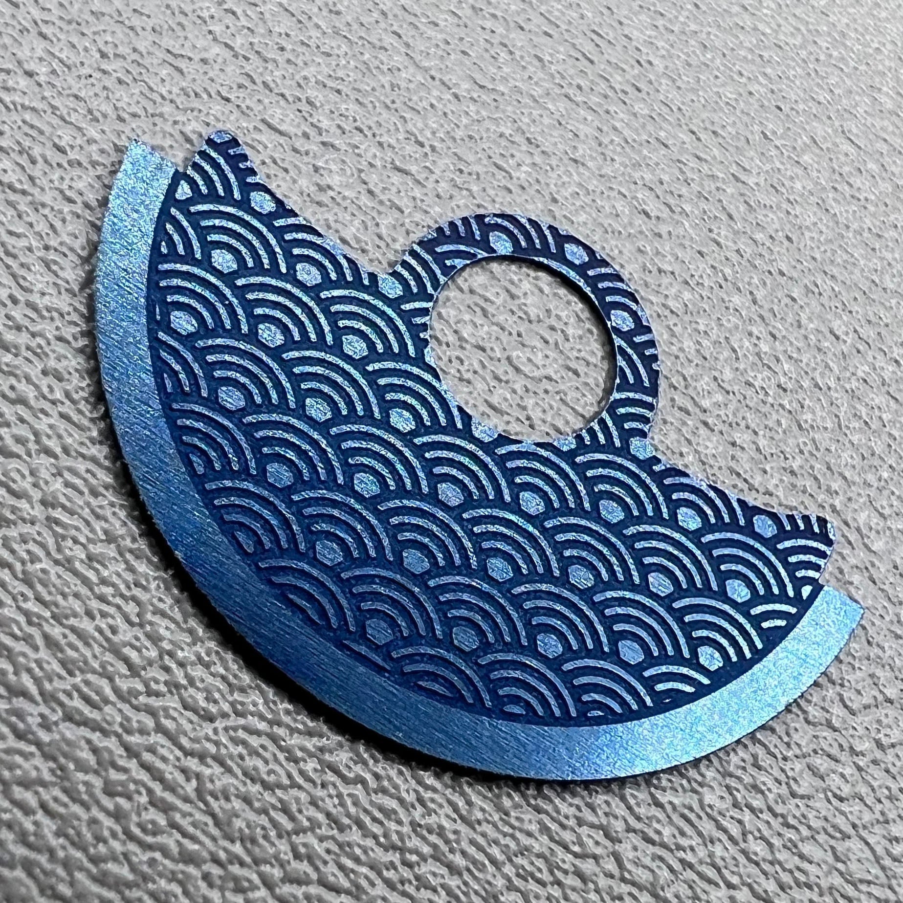 Waved Blue Metal Sheet Oscillating Weight Overlay for Miyota 9015 Movement