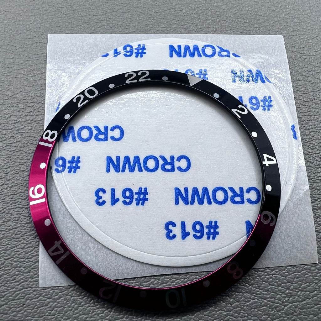 36.5*30.8mm Black Red Watch Bezel Green Luminous Vintage Aluminum Alloy Slope