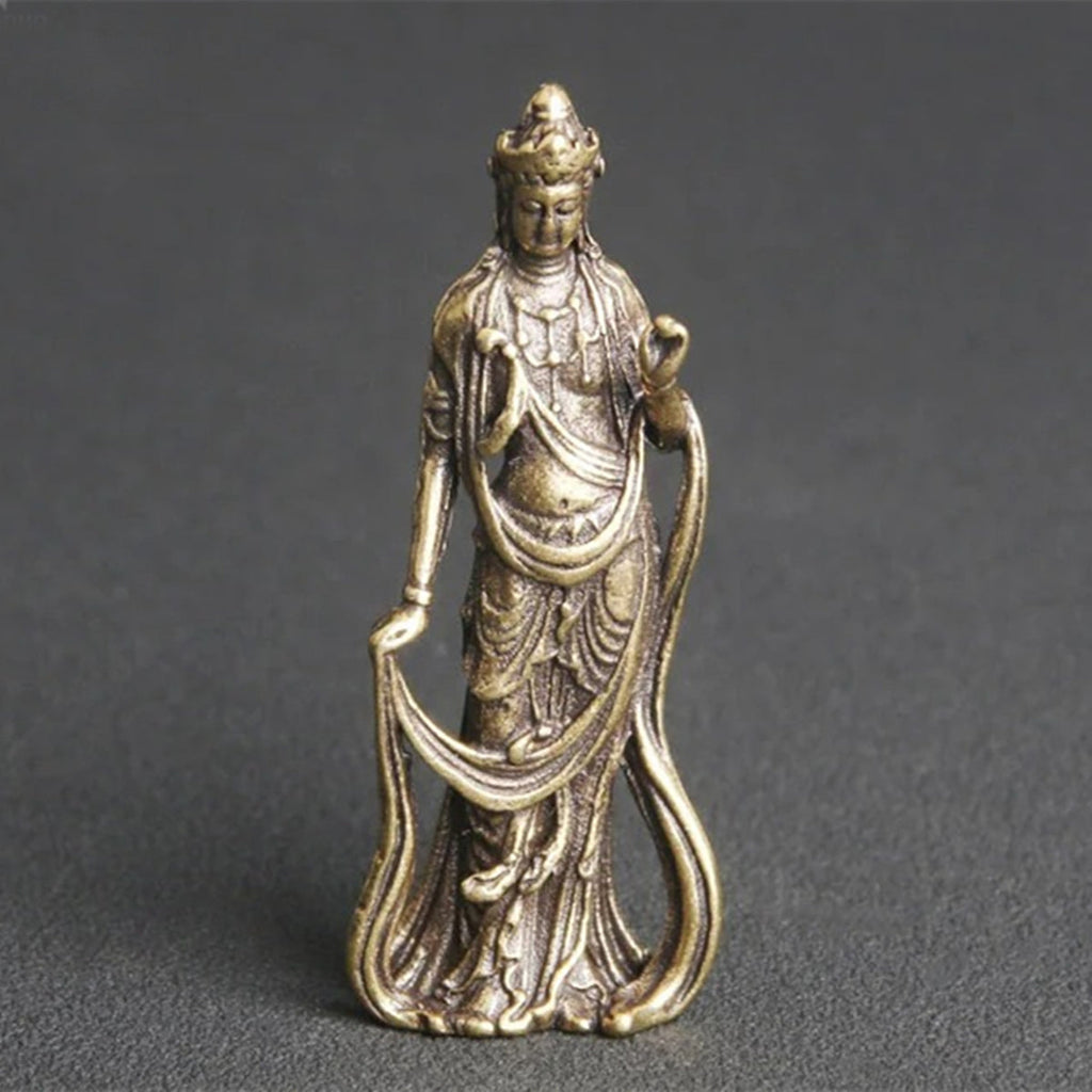 Solid Copper Thailand Guanyin Buddha Vintage Hand Carved Bronze Model Figurines