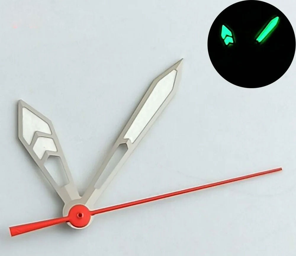 Red Second Hand Silver Trim Lume Watch Hands for NH35 NH36 7S26 NH70 NH72