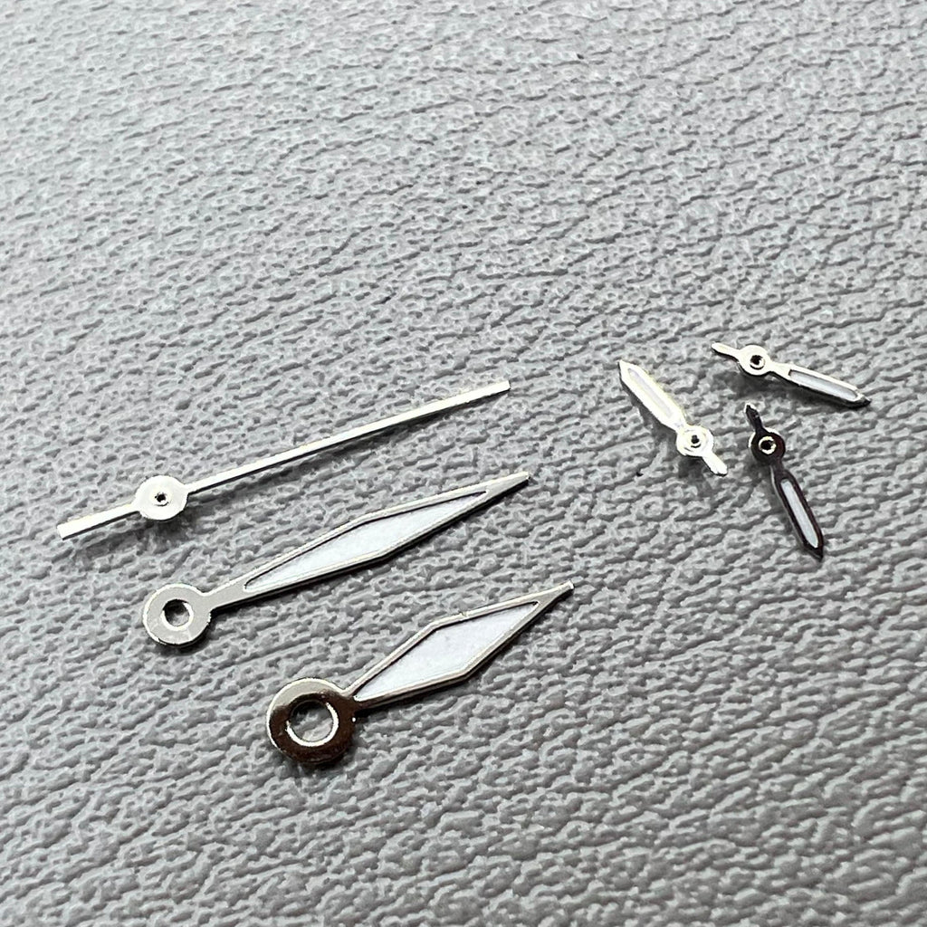 2 Sets Green Lume  Silver Trim Small Second Hand Watch Hands for VD53 VD54 VD57