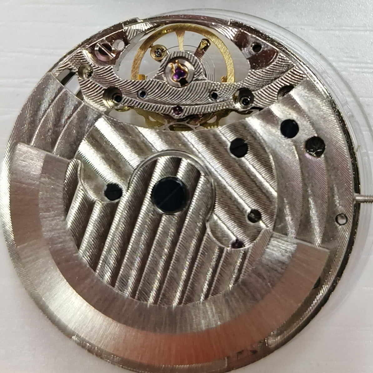 China Made Silver Hollow Mechanical Movement Big Flywheel Moonphase At 12
