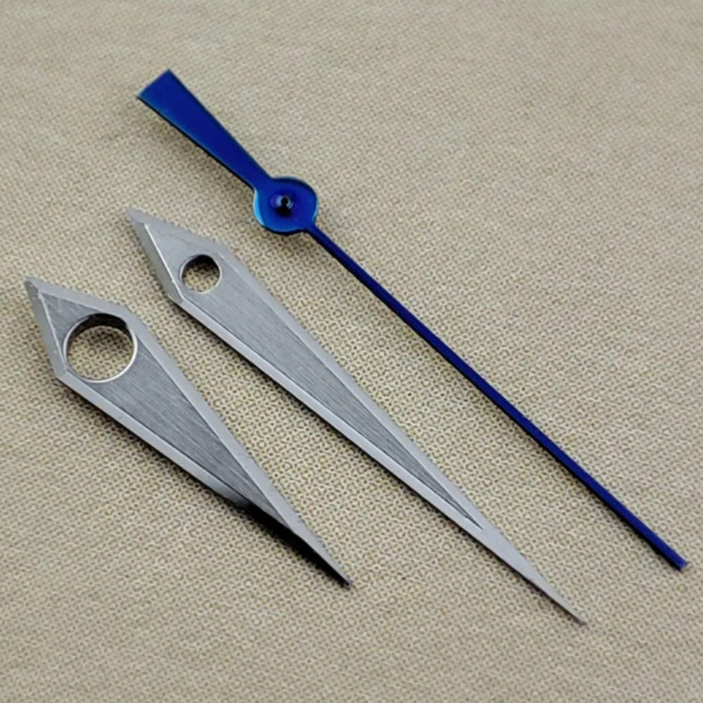 12.5mm No Lume Silver+Blue Brushed Process Hemming Watch Hands Set for NH35/36