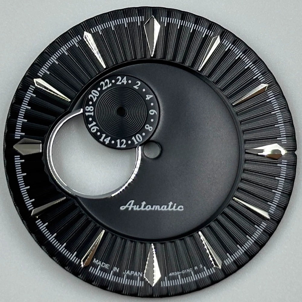 35mm Dark Black Silver Nail Cocktail Modified Diving Watch Dial for NH39