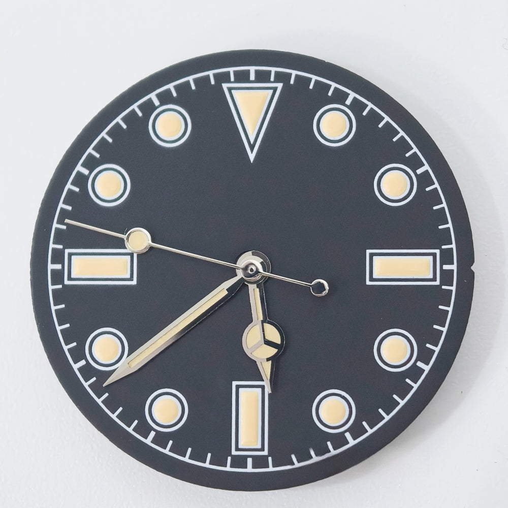 Vintage No Calendar Green Lume Golden Trim Hands Watch Dial for NH34 NH35