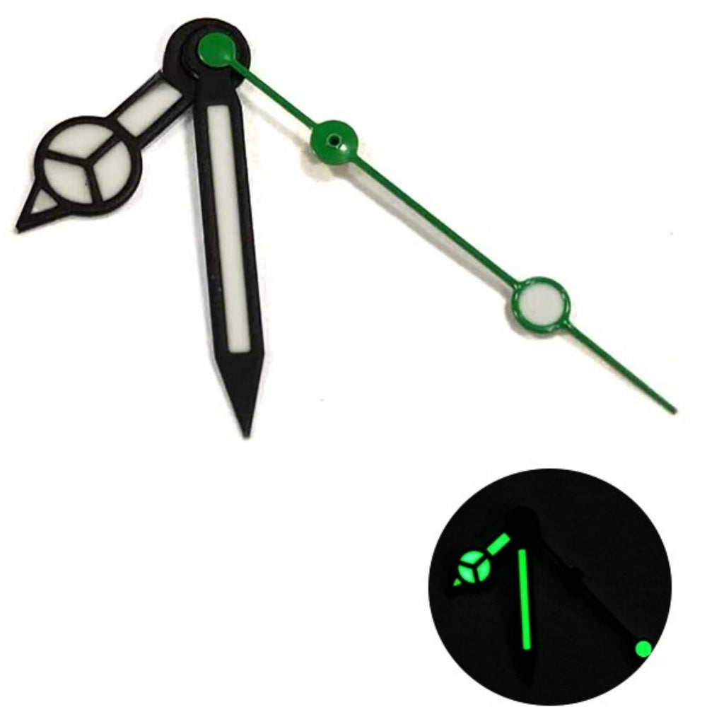 Matted Black Trim White Painted Lume Green Second Hand Watch Hands for NH35/36