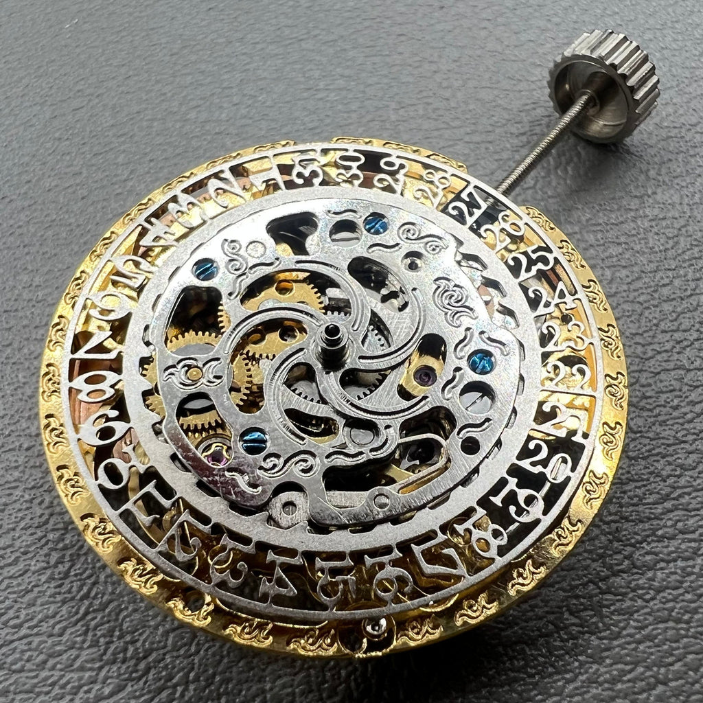 Hangzhou 2189 Golden Hollow Mechanical Movement Single Calendar