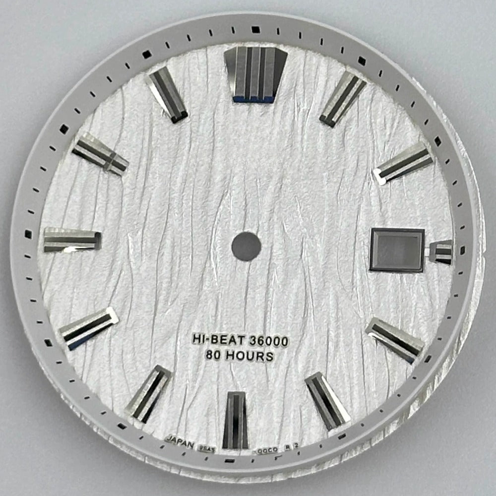 White GS 33.3mm No Lume Modified Waved Watch Dial for NH35 Movement