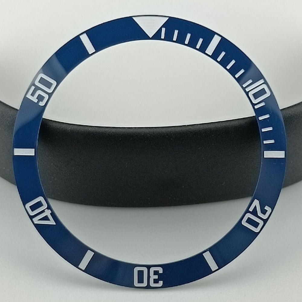 37.5mm NO Lume Ceramic Blue SUB Watch Bezel Slope White Font Watch Part