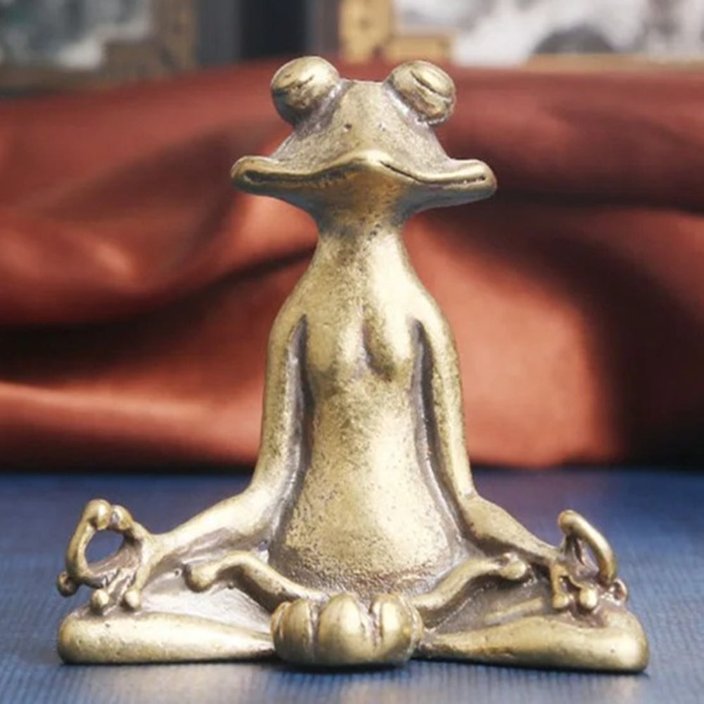 1pc Solid Copper Meditation Frog Trinket Vintage Bronze Figurines