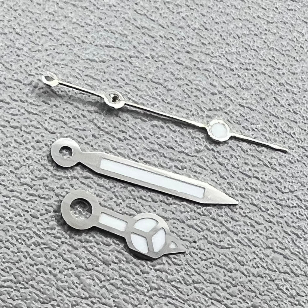 2 Sets/Pack Silver Trim Green Lume Watch Hands Set for NH05 NH06 Movement