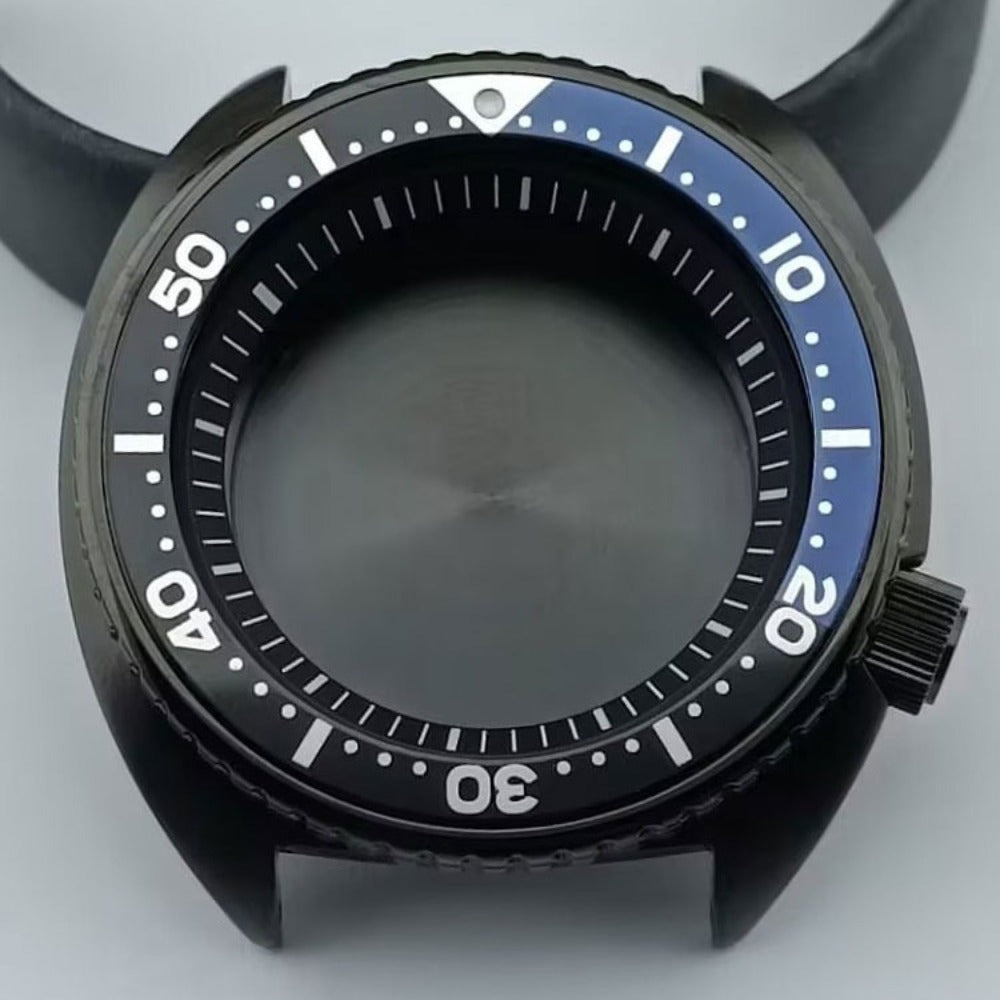 42.5mm Black Watch Case Black+Blue Bezel Black Ring for NH35 NH36 NH38 NH70