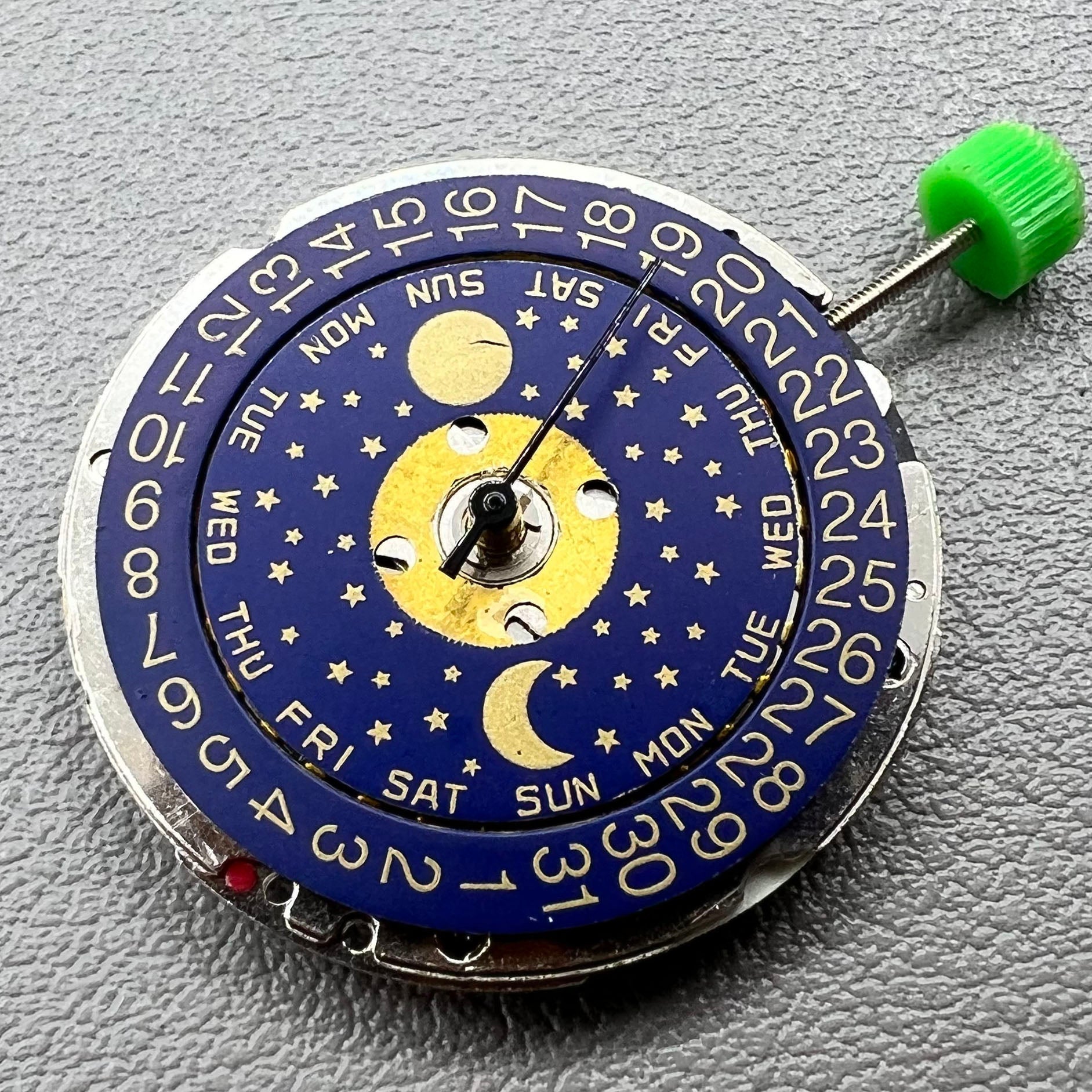 Swiss ISA 1198 Quartz Movement Day Date 3 Hands Moon Phase