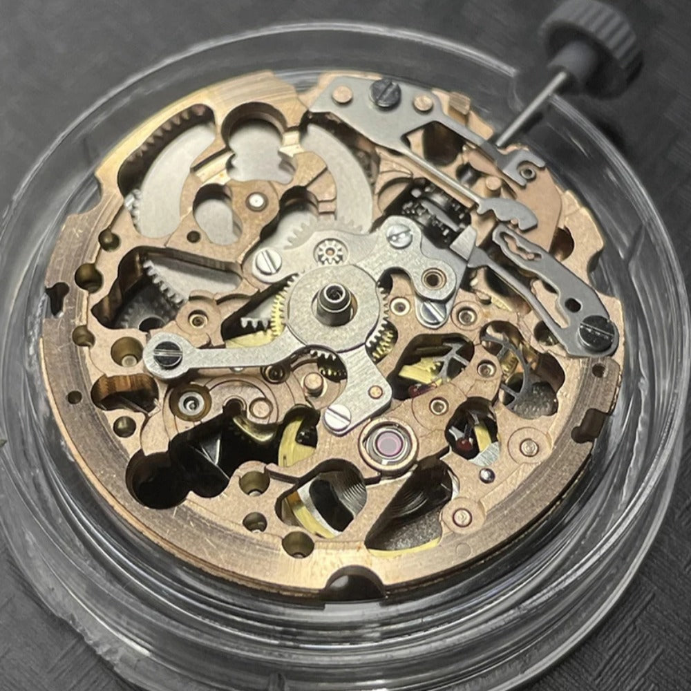 Japan Made Miyota Rose Golden+Silver Hollow 8N24 Automatic Mechanical Movement