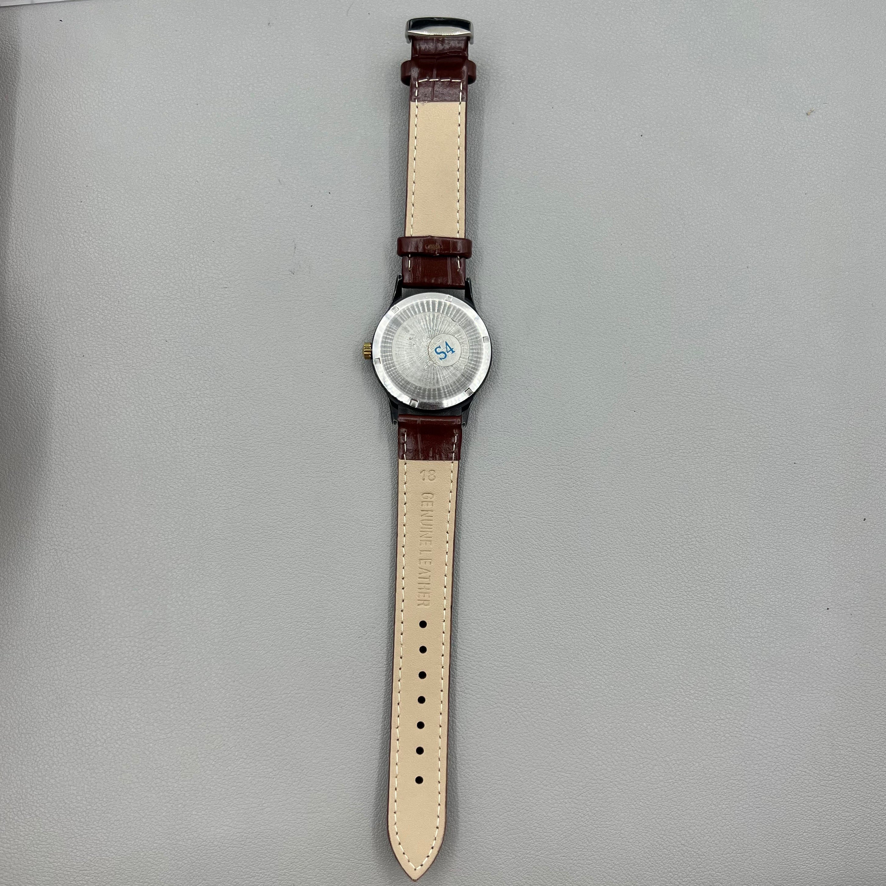 37mm Shanghai Brown Leather Strap Manual Mechanical Watch Roman Numerals 17 Jews