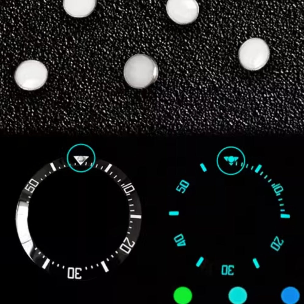3pcs Watch Bezel Beads Pearl Beads Green+Blue Luminous Submariner Bezel