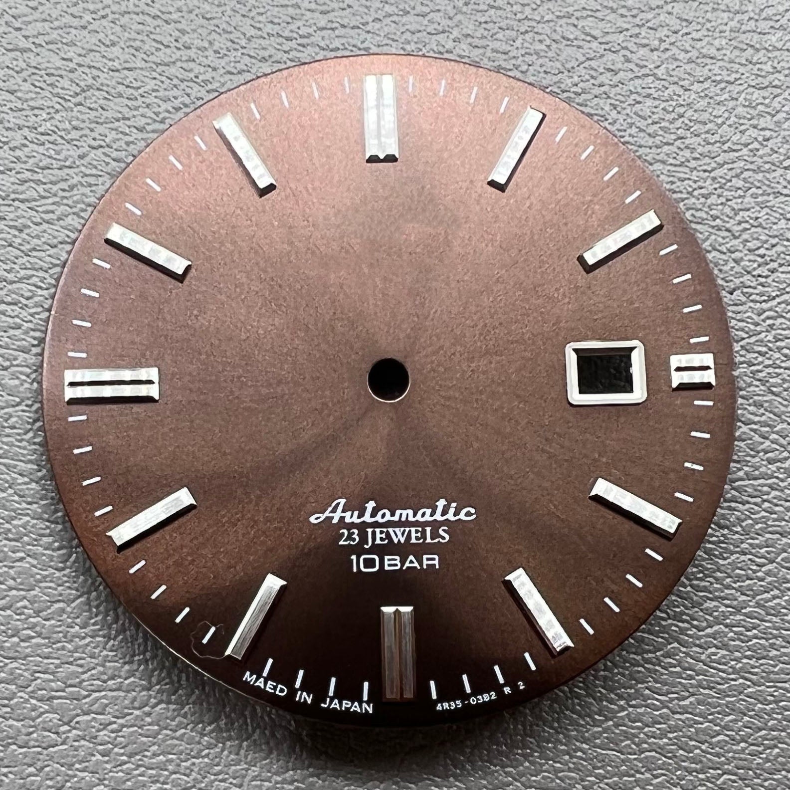 Silver Nail No Lume 34mm Modified Brown Watch Dial for Movement NH35 NH36