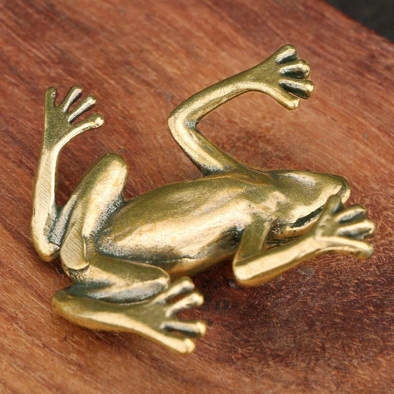 Solid Copper Small Mini Frog Trinket Vintage Hand Carved Bronze Model Figurines