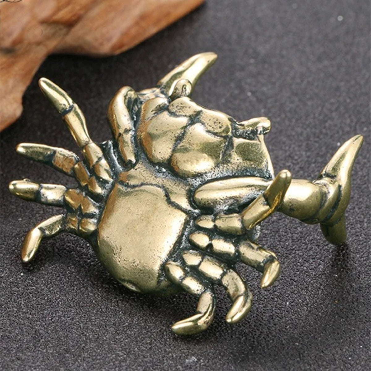 Solid Copper Weightlifting Crab Trinket Vintage Bronze Figurines