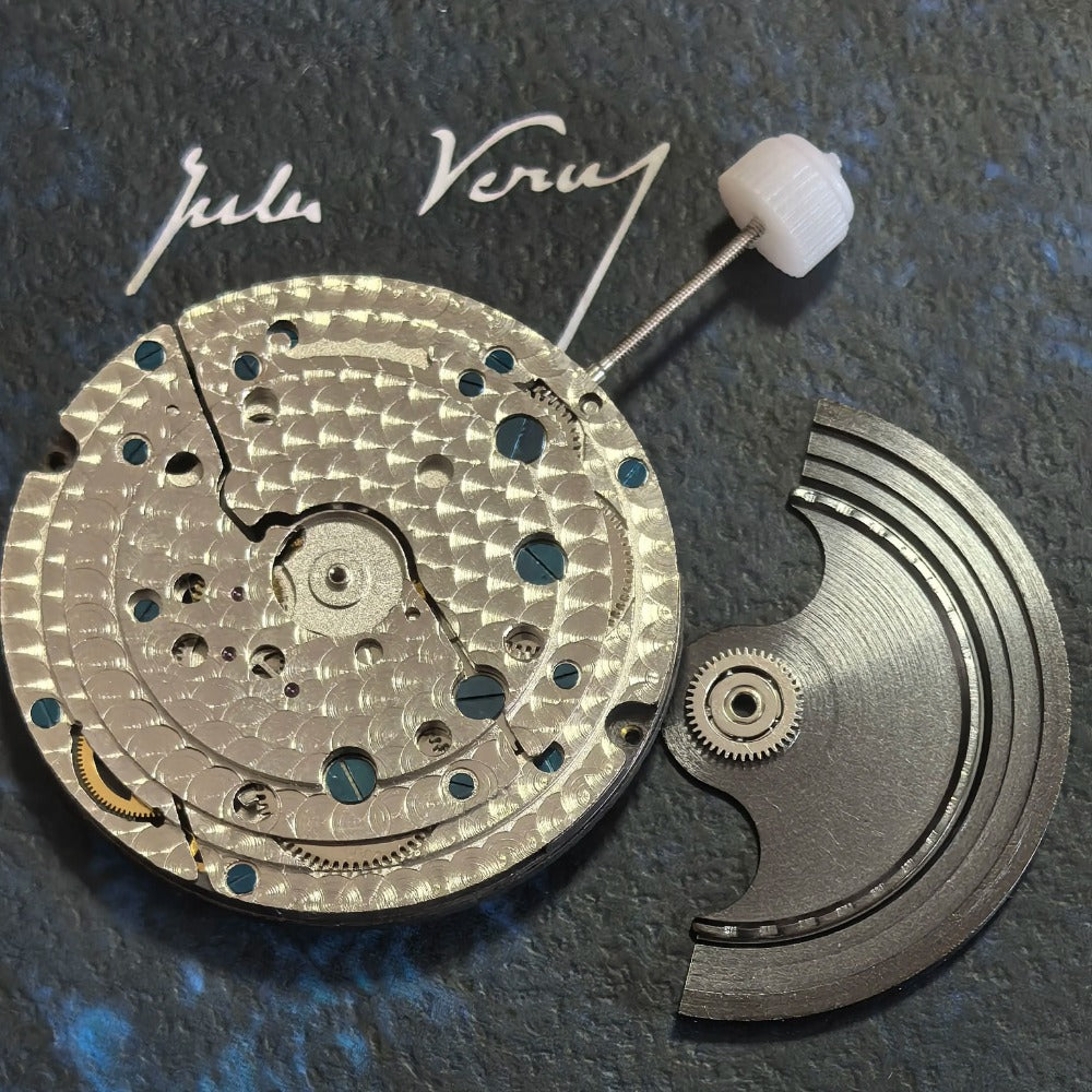 China Made Silver Shanghai S-05A Automatic Mechanical Movement Black Rotor