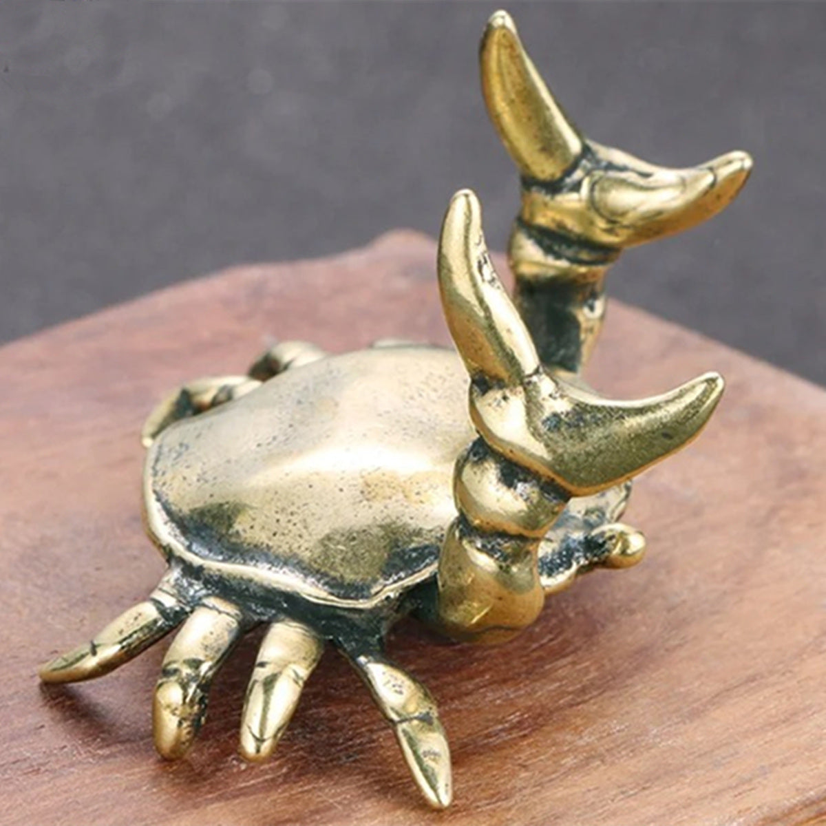 Solid Copper Weightlifting Crab Trinket Vintage Bronze Figurines