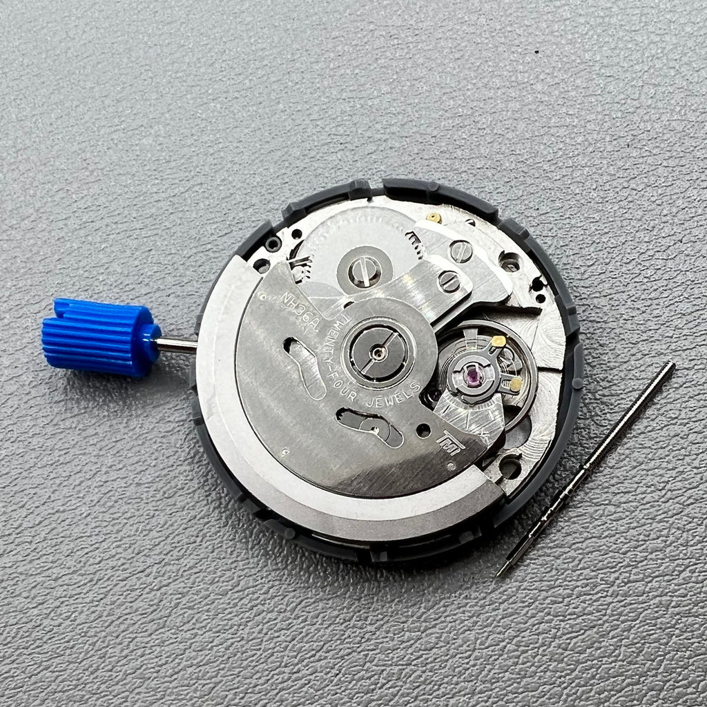 Black Blue Lume Miyota NH36A Automatic Mechanical Movement 3.0 Crown Position