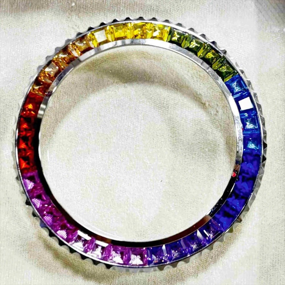 Gradient Rainbow Daytona T-Shaped Square Diamond Moissanite Bezel For 116599