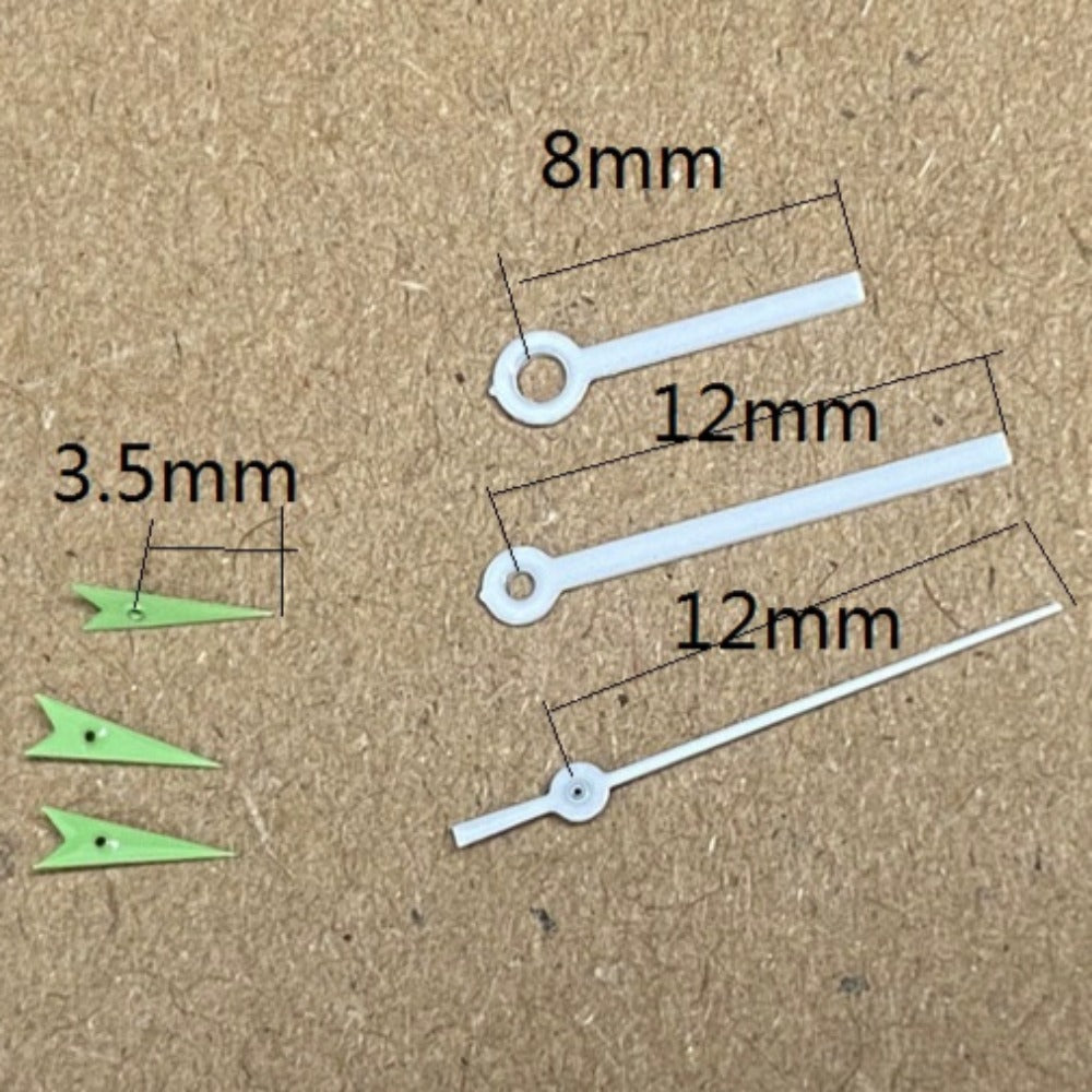 8x12x12mm Green Small Second White Watch Hands for Miyota JS15 Quartz Movement