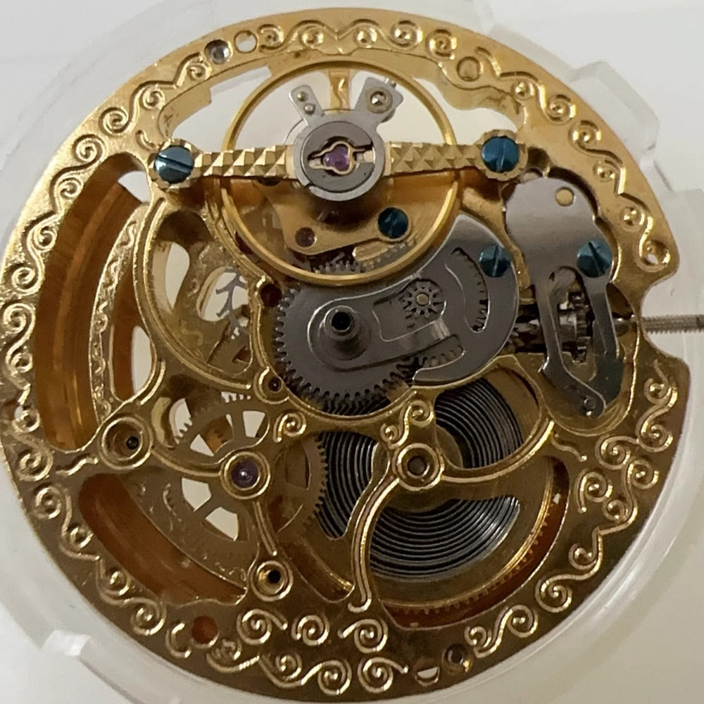 China Made Shagnhai Hollow Carved Golden Automatic Mechanical Movement 3 Hands
