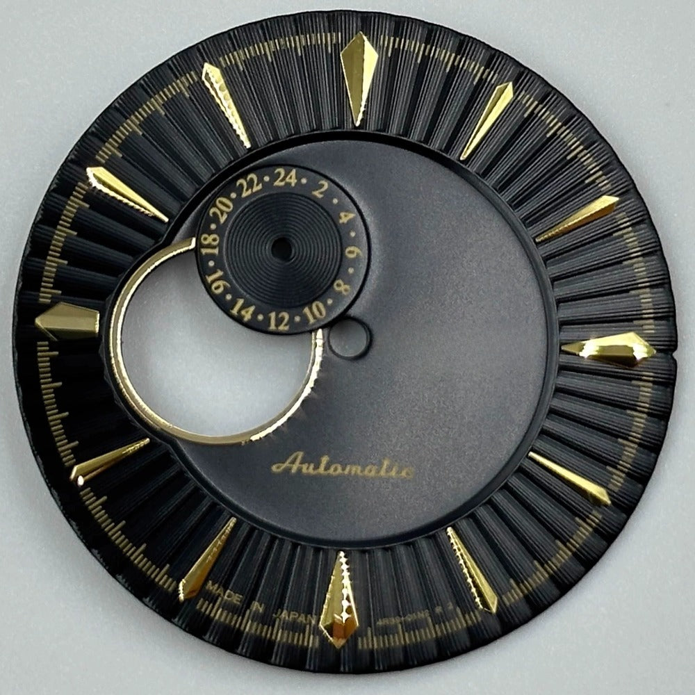 35mm Dark Black Golden Nail Cocktail Modified Diving Watch Dial for NH39