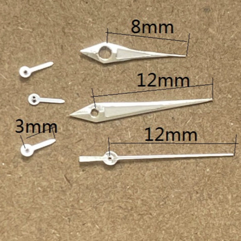 8x12x12mm Silver Trim Arrow Shape Watch Hands for Miyota JS15 Quartz Movement