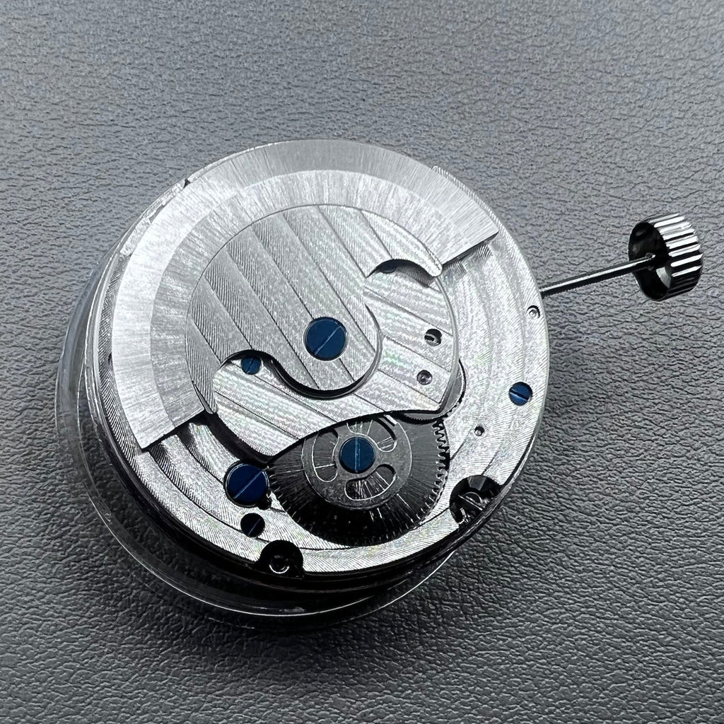 Silver Hollow Mechanical Movement Big Flywheel Moonphase@3