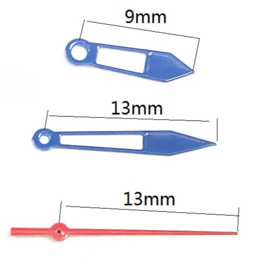 13mm Blue+Red Trim Hollow Arrow Shape Watch Hands for Ronda 515 Quartz Movement