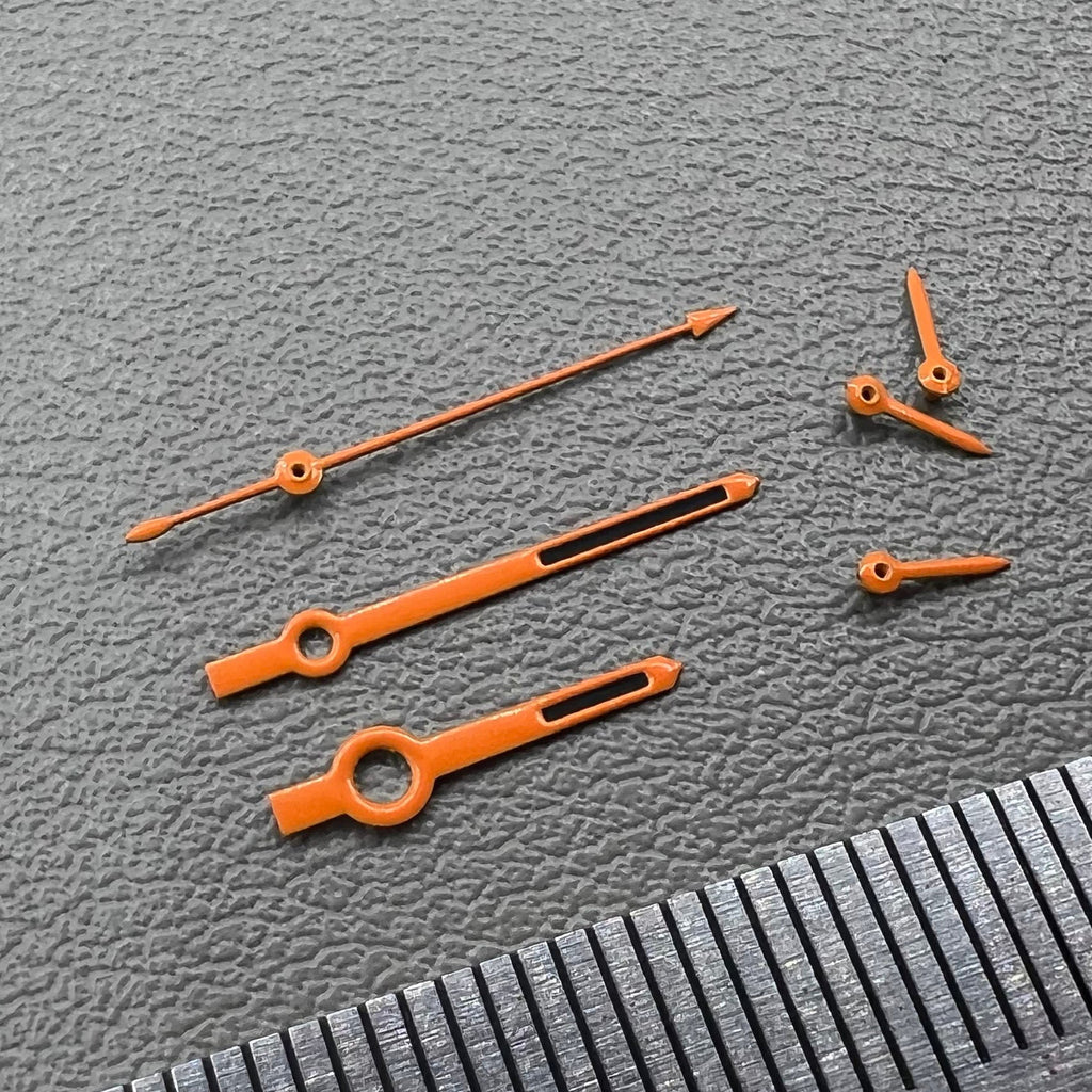 Orange Trim Black Painted Green Lume Watch Hands Set for VK63 Movement