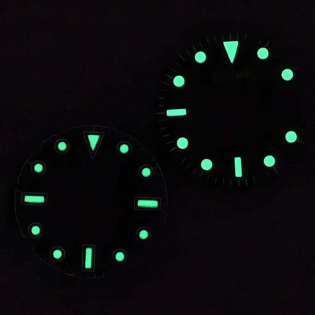 Vintage No Calendar Green Lume Golden Trim Hands Watch Dial for NH34 NH35