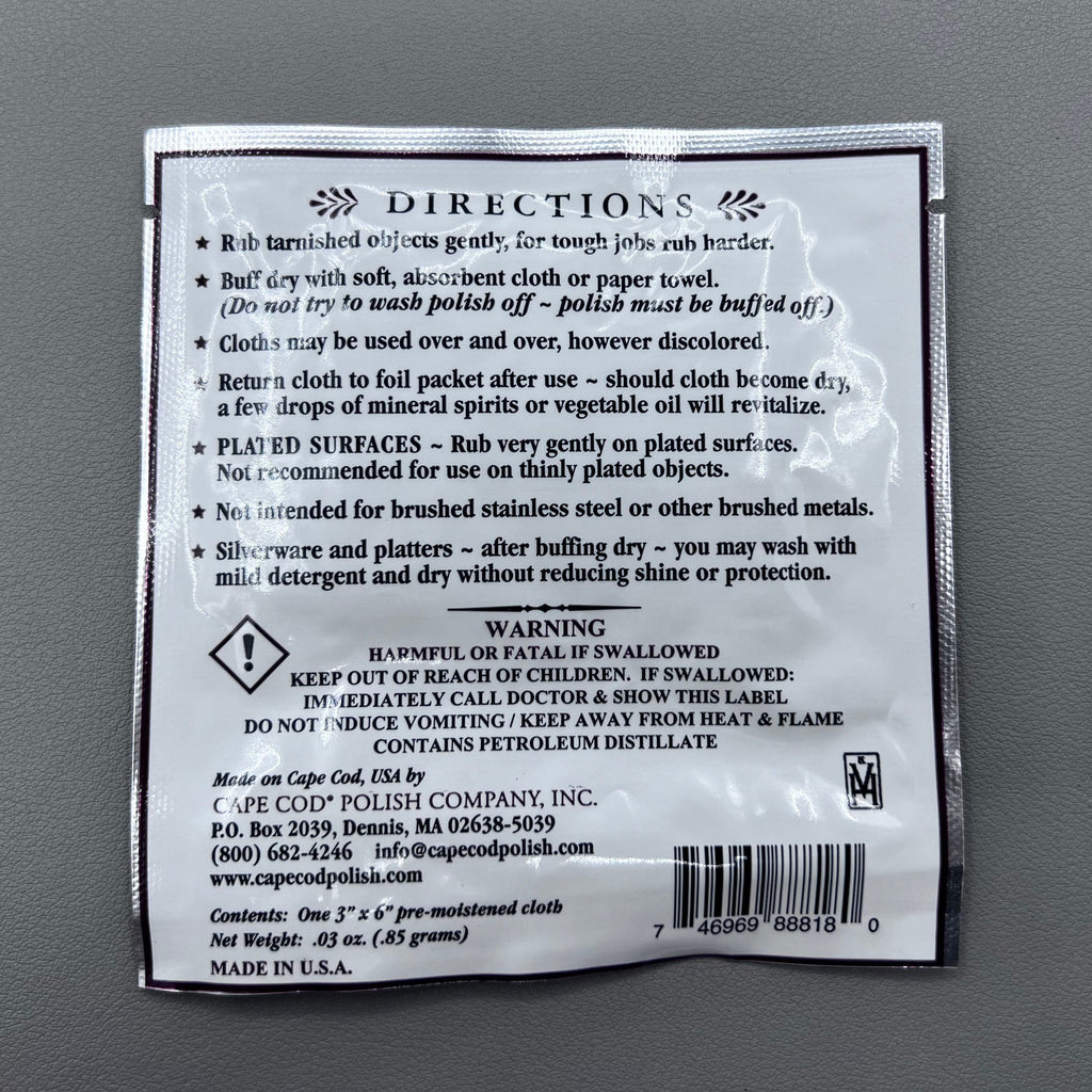 Cape Cod Fine Metal Polishing Cloths Cleans Polishes Watches Jewellery
