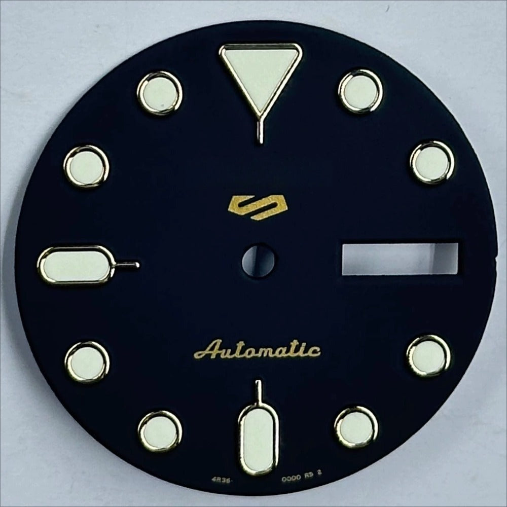 Green Lume Black+Golden Trim Nail Datejust Watch Dial for NH35 NH36 Movement