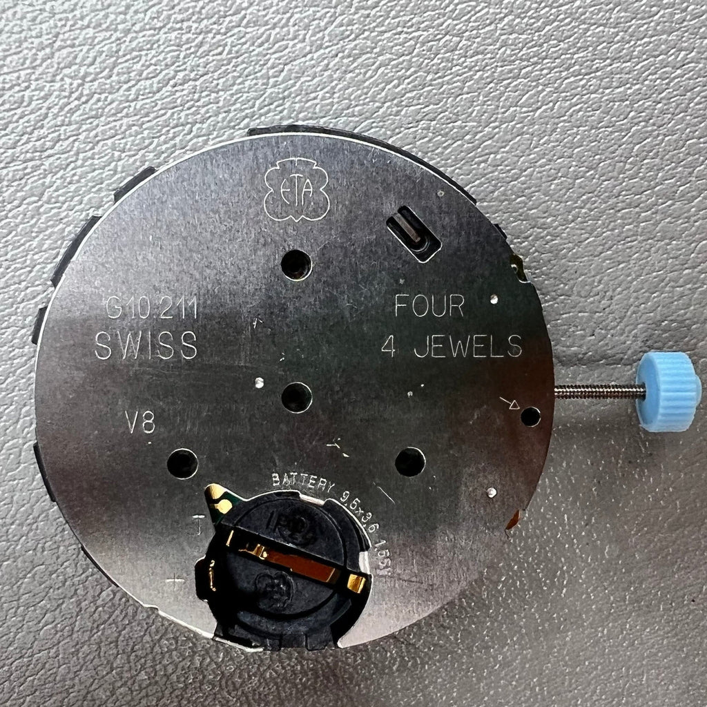 ETA G10.212 Quartz Movement Date@4 3 Big Hands Small Second 2/6/10 Black Disk
