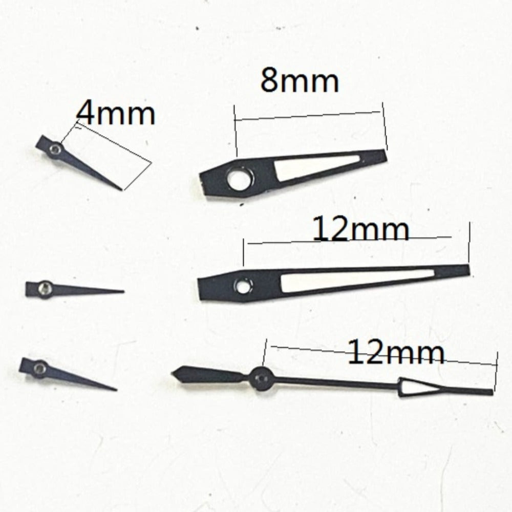 8X12X12mm Black Trim Green Lume Watch Hands for Miyota JS15 Quartz Movement