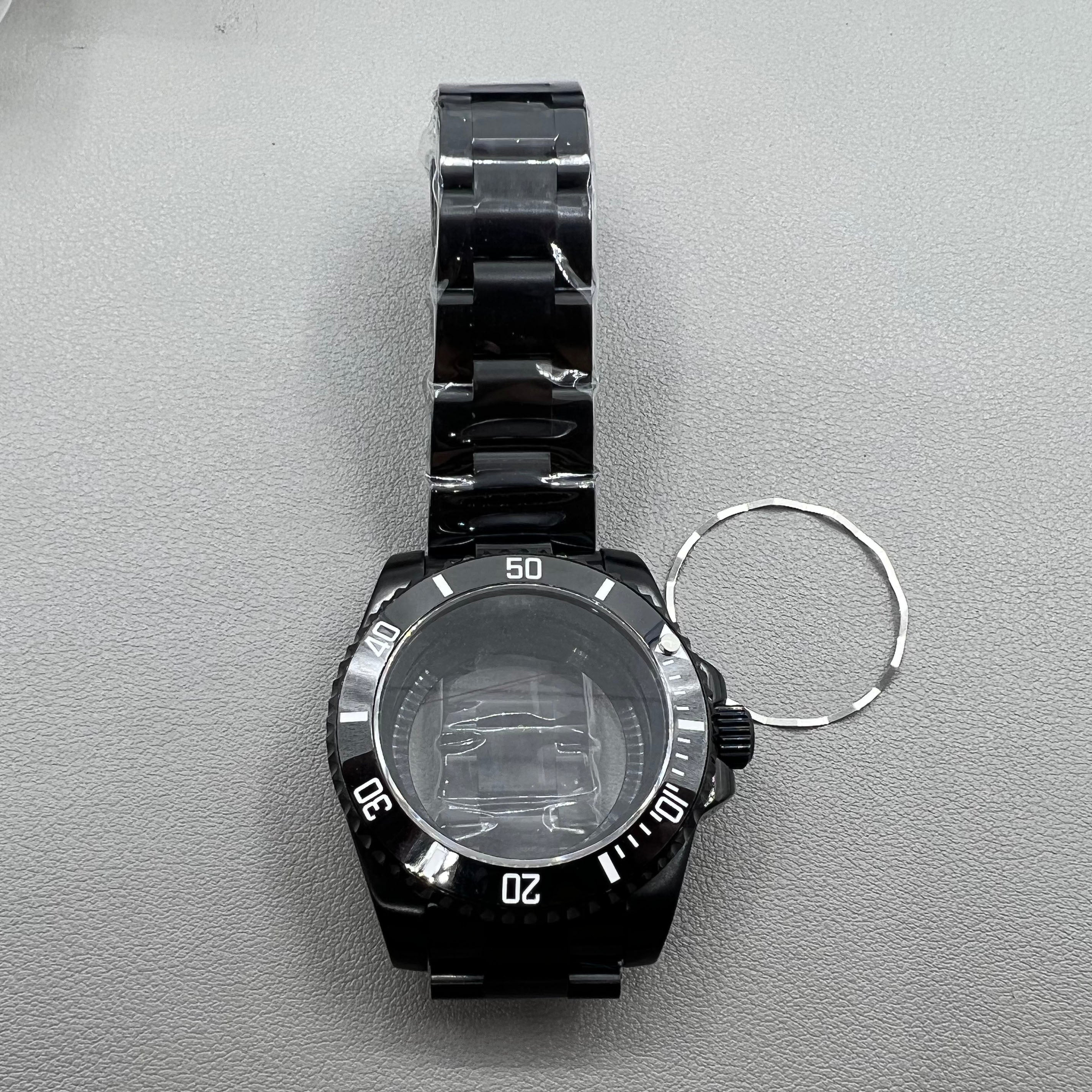 40mm PVD Strap Sapphire Glass Ceramic Ring Watch Case for NH35/NH36