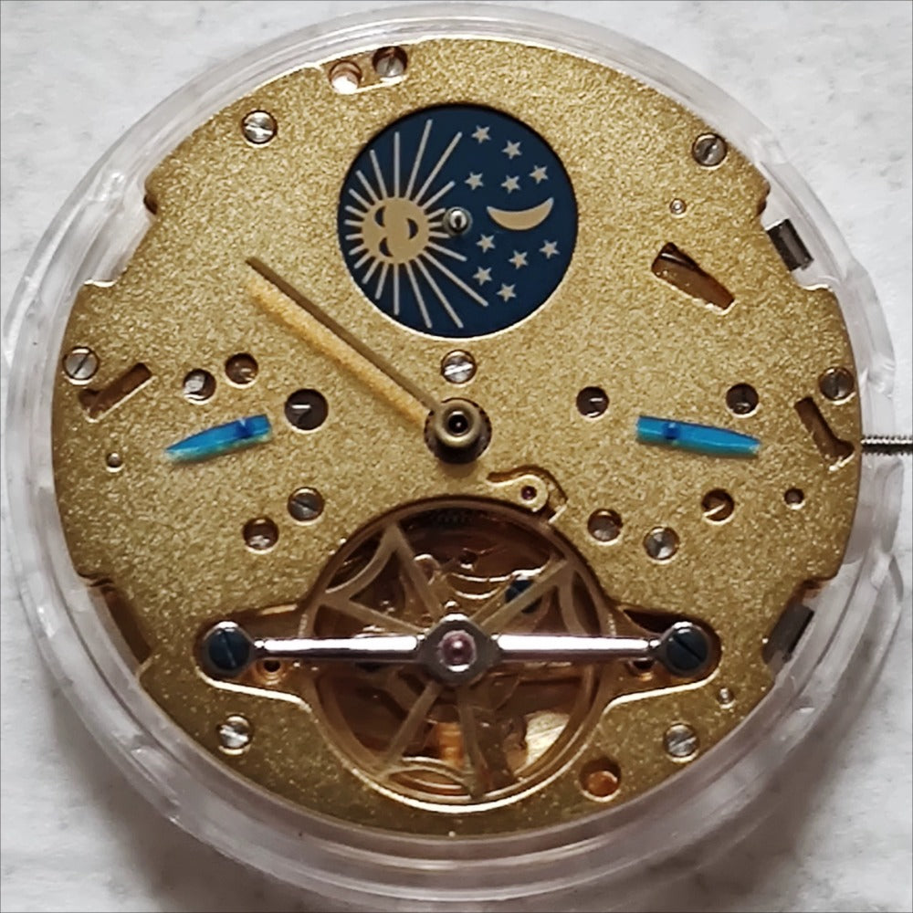 China Made Golden LB Automatic Mechanical Movement Moonphase At 12 Bare Wheel