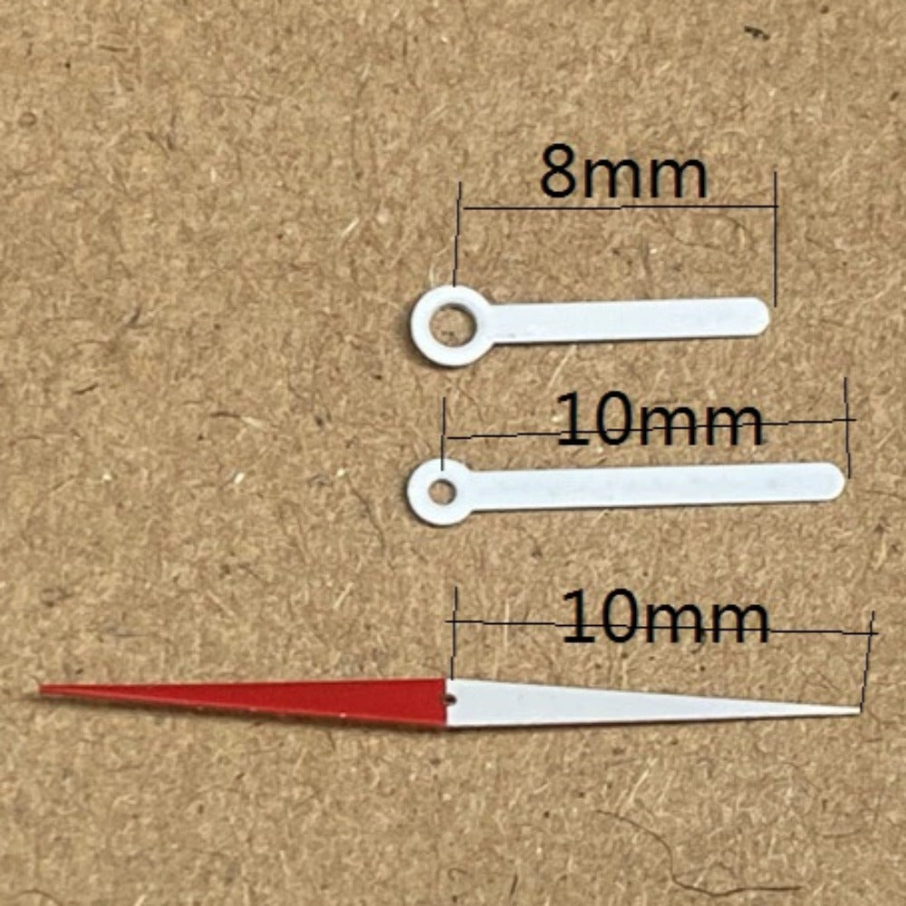10mm Red Tail White Painted Trim Arrow Shape Watch Hands for Ronda 515 Quartz