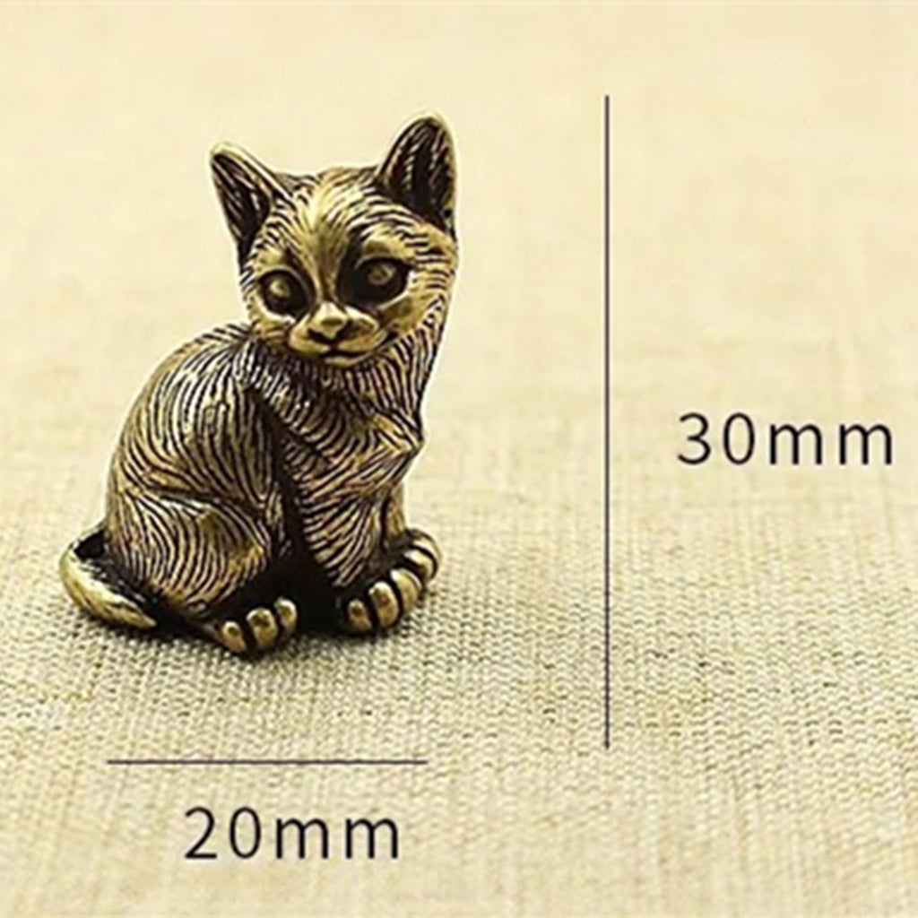 Solid Copper Little Fortune Cat Trinket Vintage Bronze Figurines