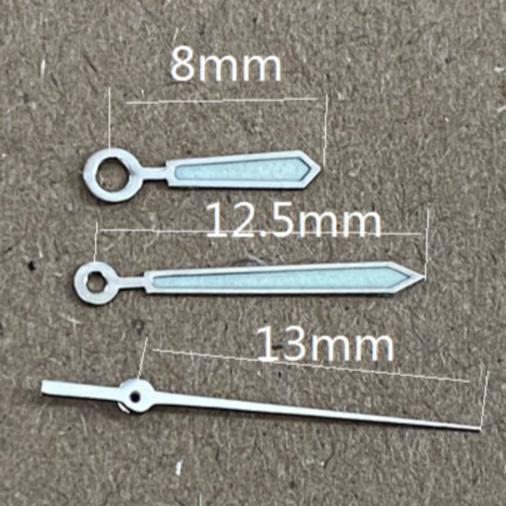 2 Sets Silver Trim Green Lume Watch Hands for Ronda 515 Movement