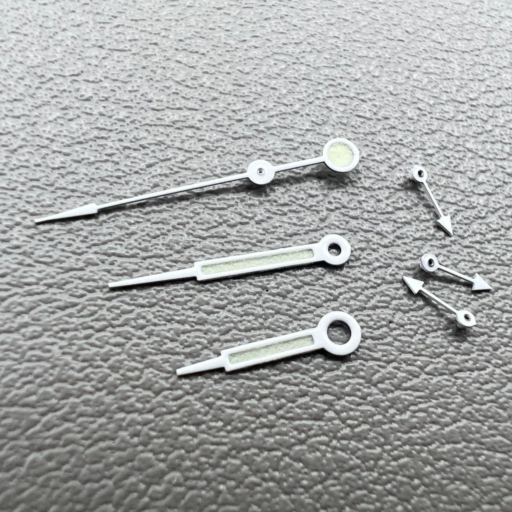 11.5mm Green Lume Pointed White Trim Watch Hands for Miyota OS10 OS20 OS60 OS80