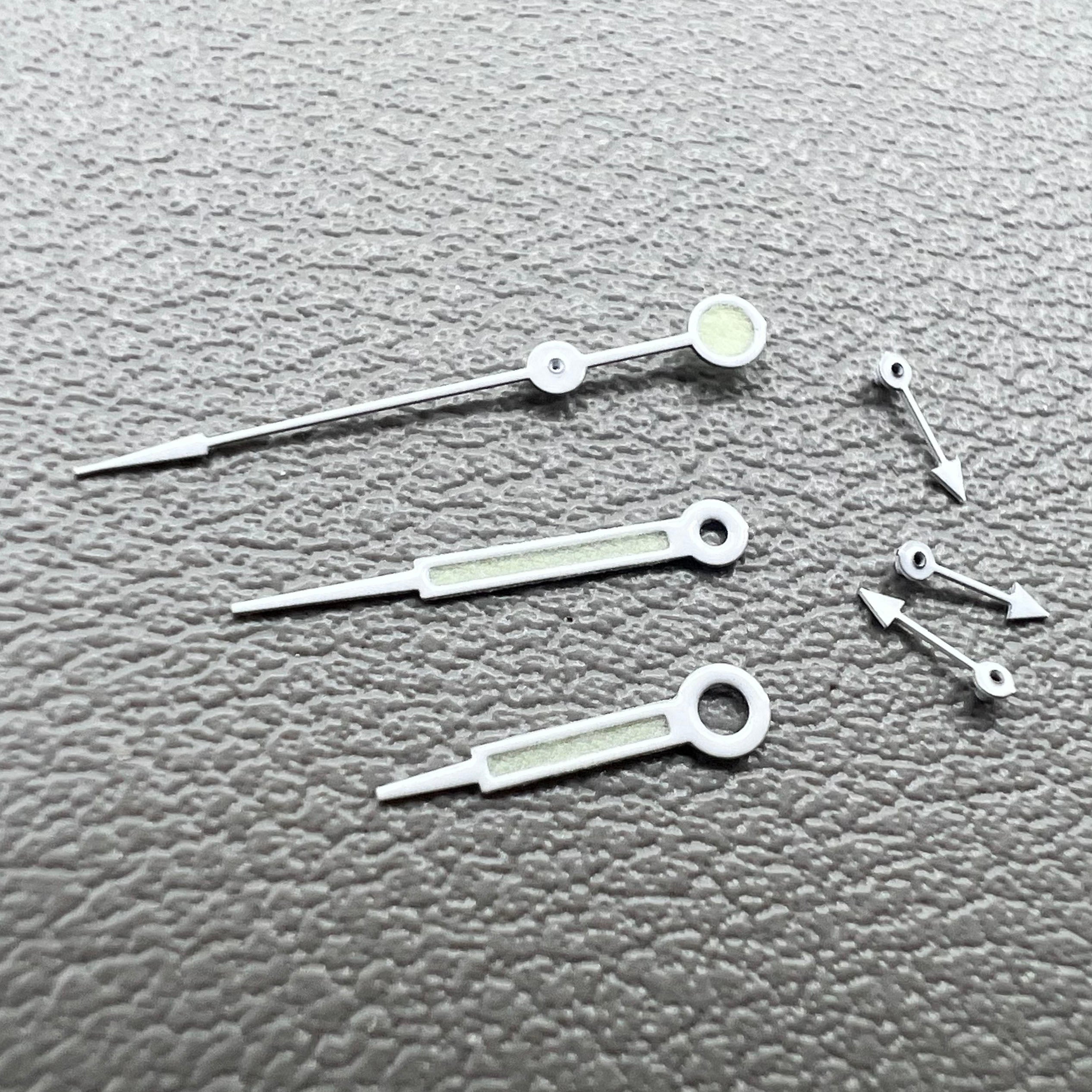 11.5mm Green Lume Pointed White Trim Watch Hands for Miyota OS10 OS20 OS60 OS80