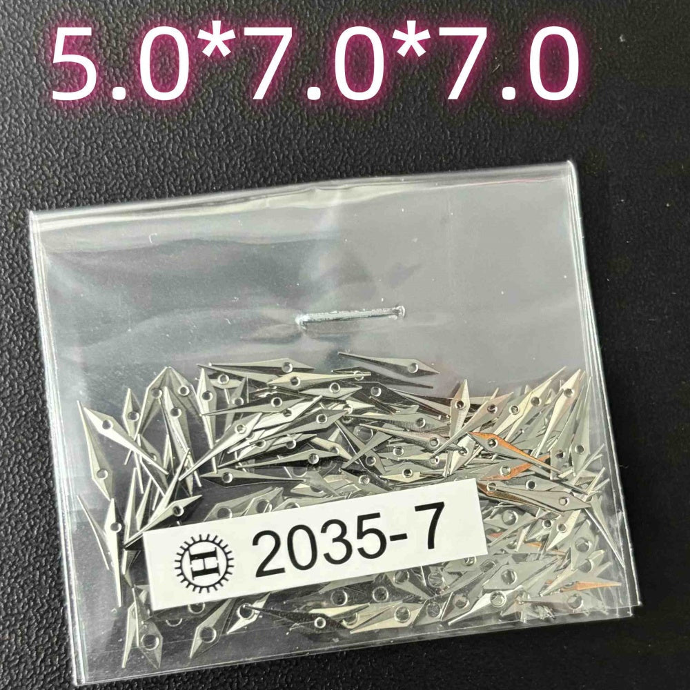 100sets 7mm Silver No Lume Arrow Shape Hands for Miyota 2035 2115 2305 PC21