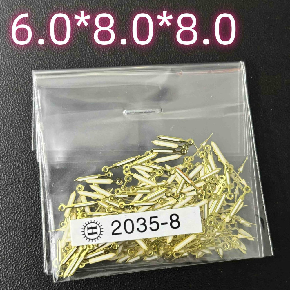 100sets 8mm Golden Trim Arrow Shape Watch Hands for Miyota 2035 2115 PC21