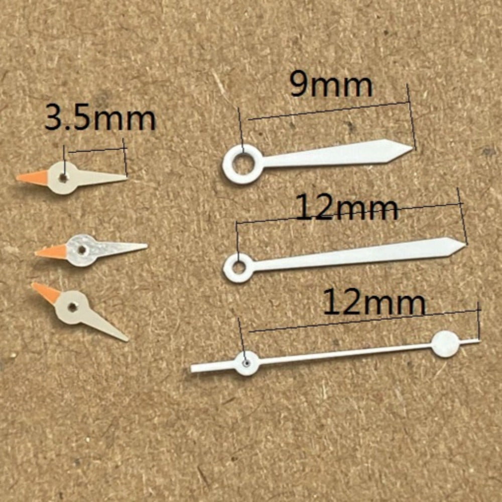 12mm Silver+Orange Second White Trim Green Lume Hands for Miyota JS15 Quartz
